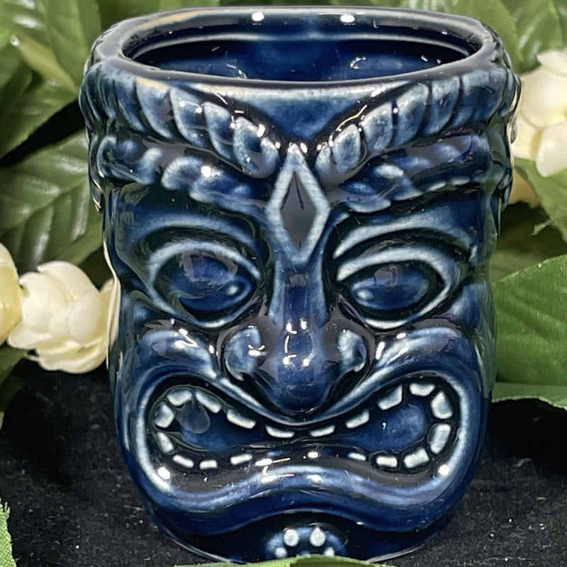 Square Shot Glass - Ceramic Dark Blue Tiki