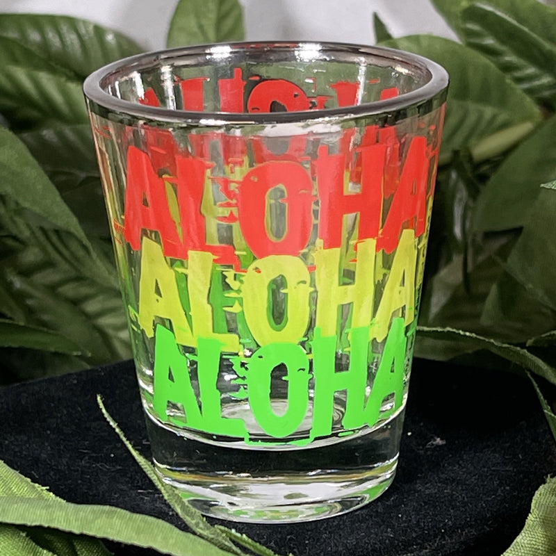 Shot Glass - Red, Yellow, and Green ALOHA