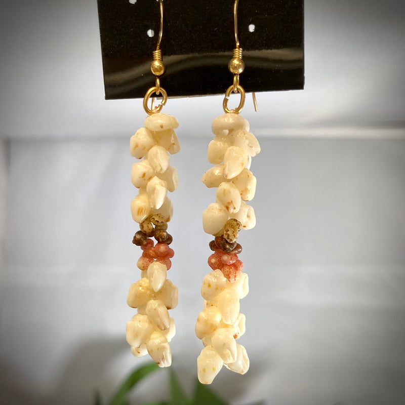 Ni'ihau Momi and Kahelelani Shell 2.5" Earrings
