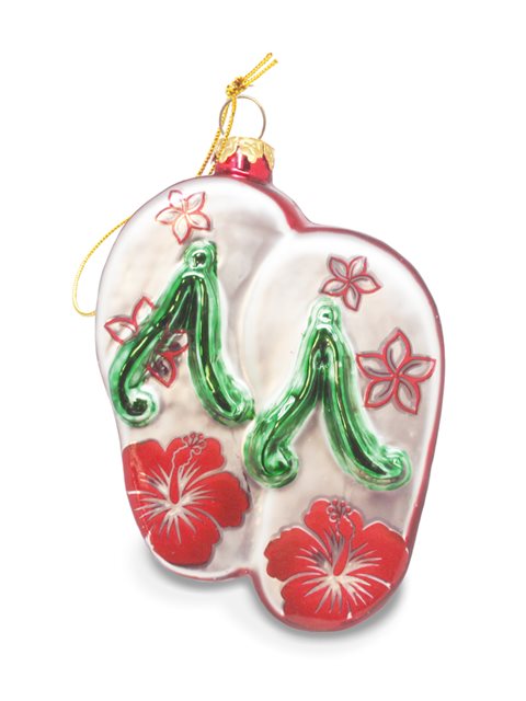 Merry Slippers White Glass Ornament