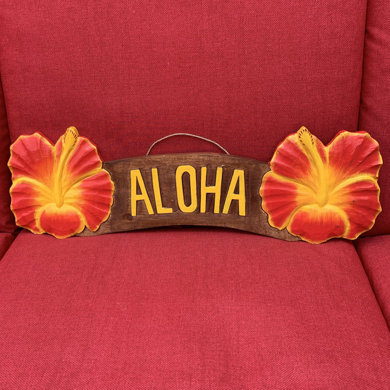 Sign - Aloha w/ Hibiscus