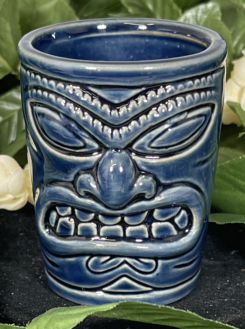 Shot Glass - Ceramic Navy Blue Tiki