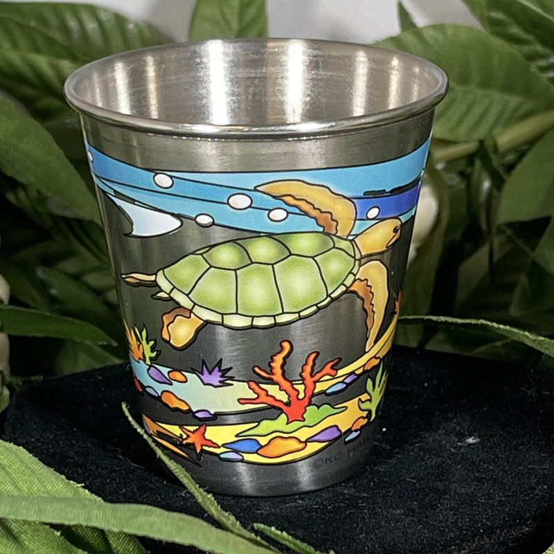 Metal Shot Glass - Hawaiian Turtles