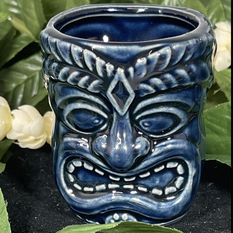 Square Shot Glass - Ceramic Dark Blue Tiki