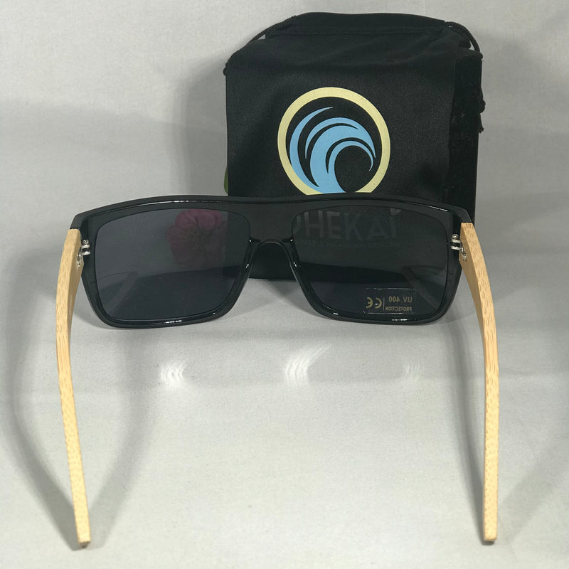 Hoku Black Rim Bamboo Sunglasses
