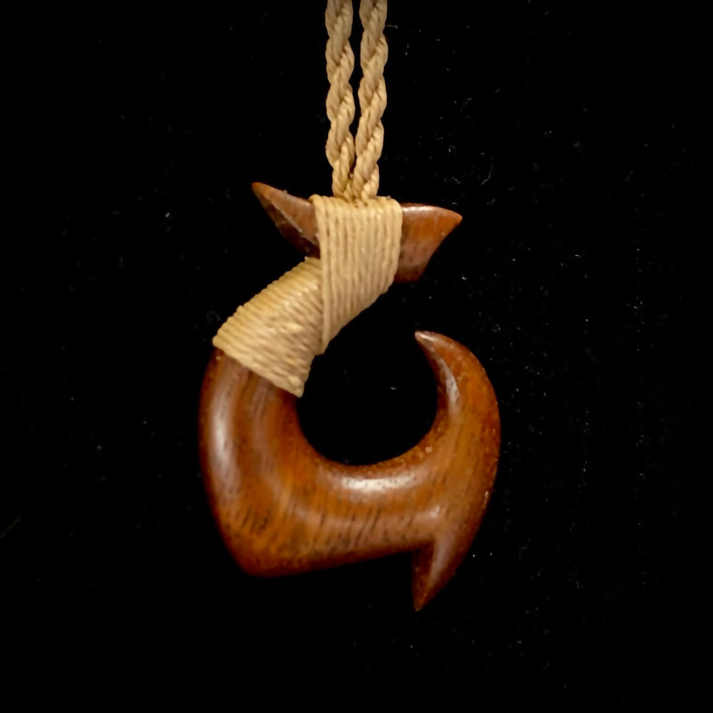 Carved Hawaiian Koa Wood Fish Hook
