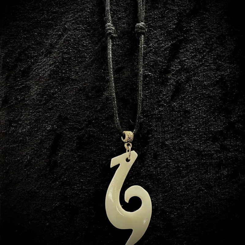 Carved Cow Bone with 1 Barb Fish Hook Pendant