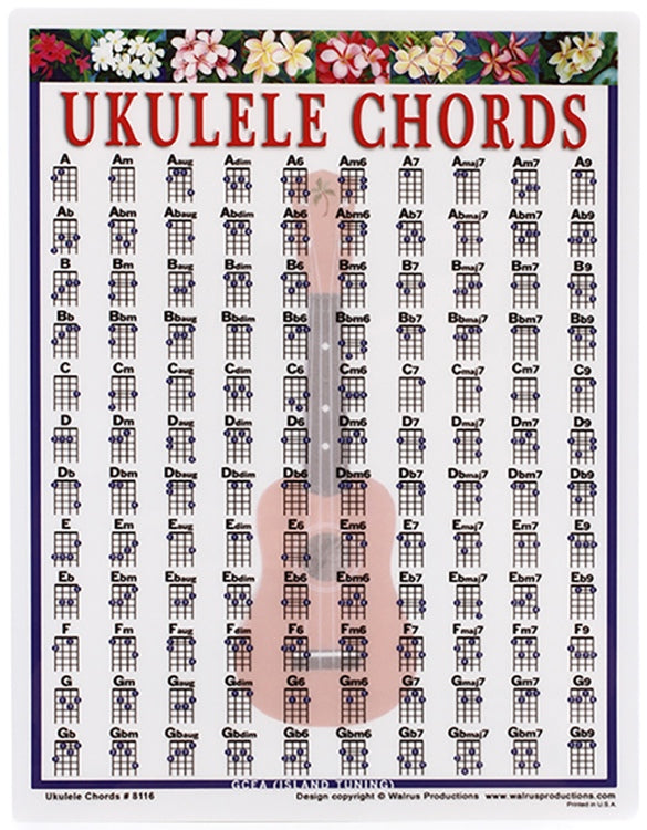 Laminated 'Ukulele Chord Chart - Walrus Productions