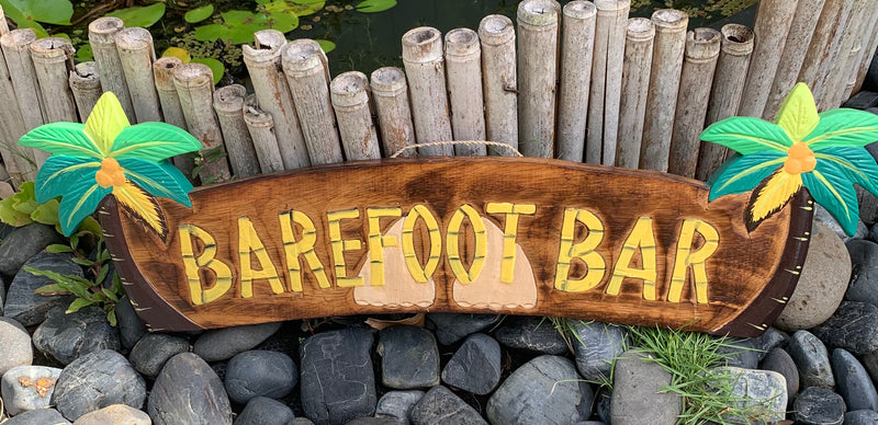 Sign - BAREFOOT BAR - Two Coconut Trees