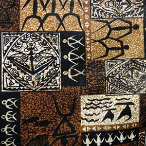 Hawaiian Fabric - BARKCLOTH PETROGLYPH - Gold