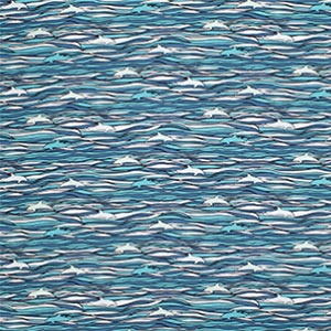 100% Cotton Hawaiian Fabric - Blue Dolphins