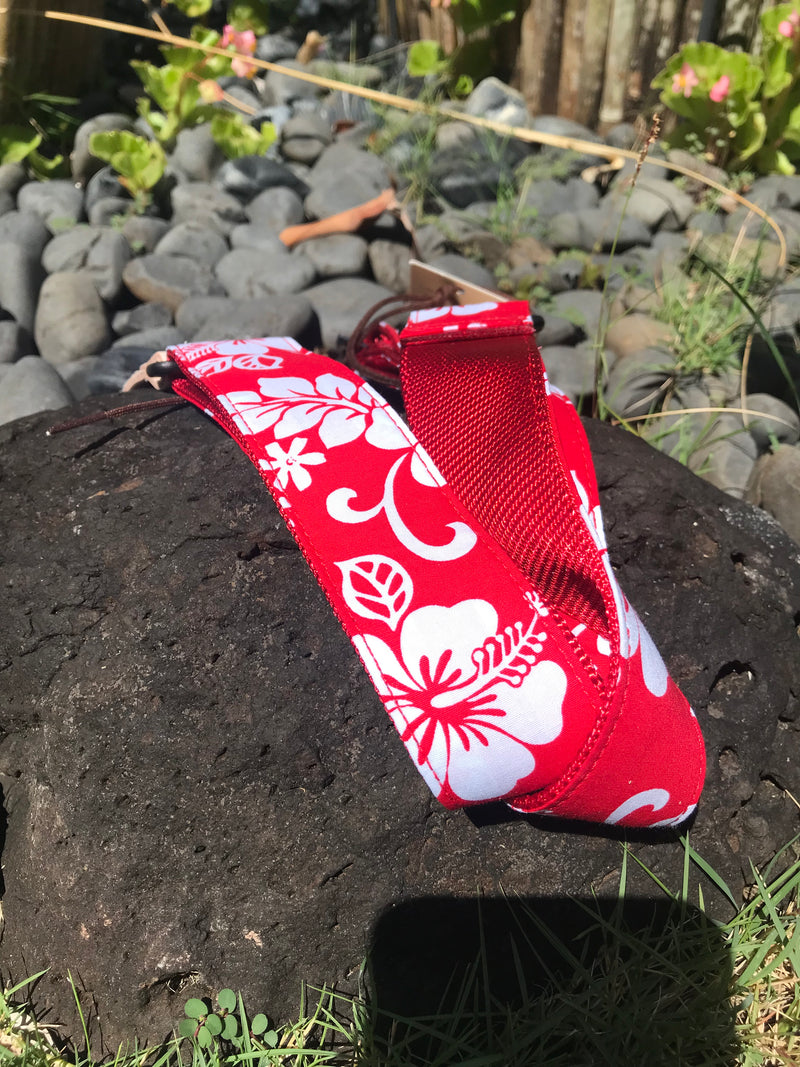 Ukulele Straps - Red Hibiscus Hawaiian Print