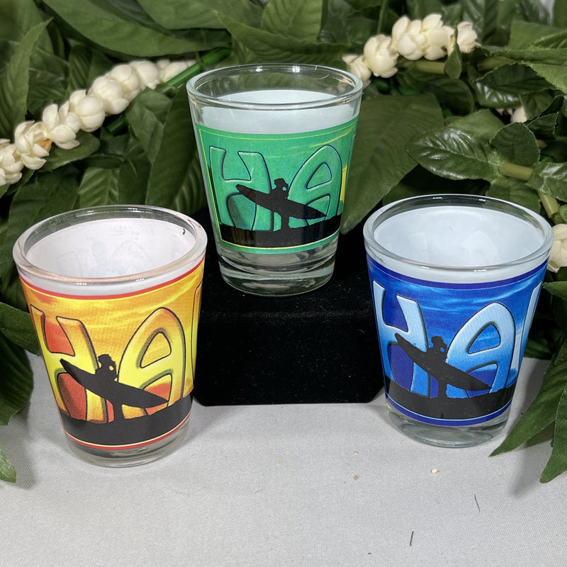 Shot Glass - Surfer Boy Hawaii Green, Yellow, Blue
