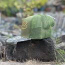 Hat - Green Trucker - Gold Aloha Camo