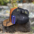 Koa Wood Black Mesh/Snap back Hawaii Coconut Tree & Sunburst Rim