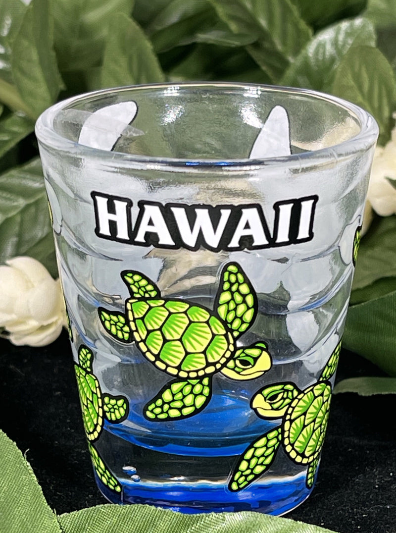 Shot Glass - Green Honu w/ Blue Bottom