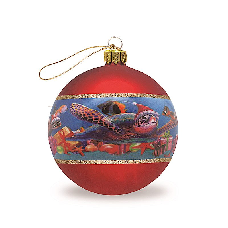 Honu Christmas Glass Ornament