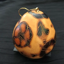 Christmas Mini Wood Burned Gourd Ornament - Hibiscus