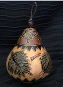 Christmas Mini Wood Burned Gourd Ornament - Honu Petroglyph