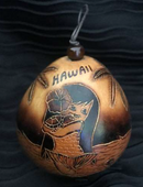 Christmas Mini Wood Burned Gourd Ornament - Mermaid Honu