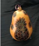 Christmas Mini Wood Burned Gourd Ornament - Pineapple