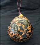 Christmas Mini Wood Burned Gourd Ornament - Plumeria