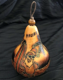 Christmas Mini Wood Burned Gourd Ornament - Santa Surfing