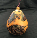 Christmas Mini Wood Burned Gourd Ornament - Tropical Fish