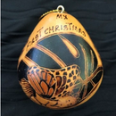 Christmas Mini Wood Burned Gourd Ornament - My First Christmas (Leaf)