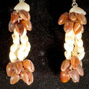 Ni'ihau Dark Brown Pōleho With Rice Shell Earrings