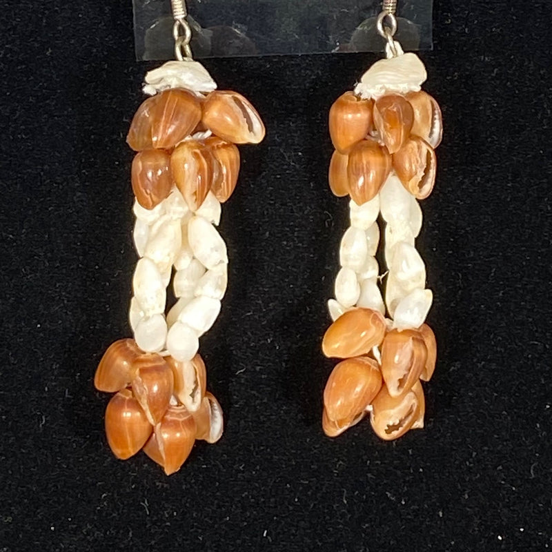 Ni'ihau Golden Brown Pōleho With Rice Shell Earrings