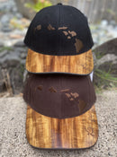 Koa Wood Bill Cap - Hawaiian Island Chain - 3 Honu/Turtle Brim