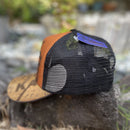 Koa Wood Black Mesh/Snap back KAUAI Coconut Tree & Sunburst Rim