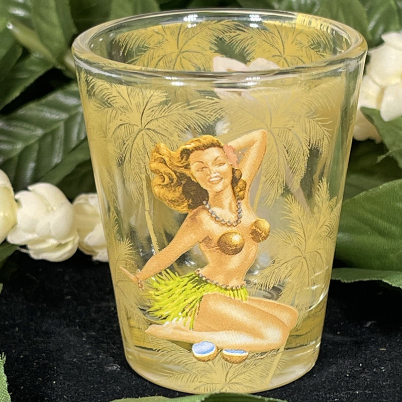 Shot Glass - Vintage Hula Girl With Coconut Top And Grass Skirt