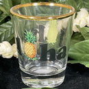 Shot Glass - Clear Aloha w/ Gold Rim