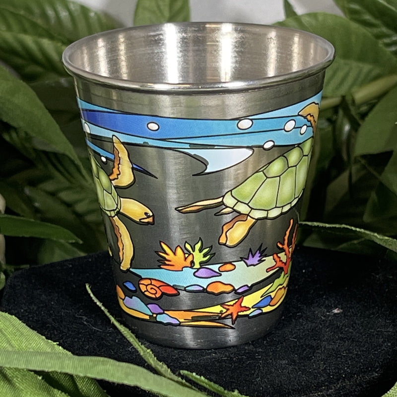 Stainless Steel Shot Glass - Hawaiian Turtles
