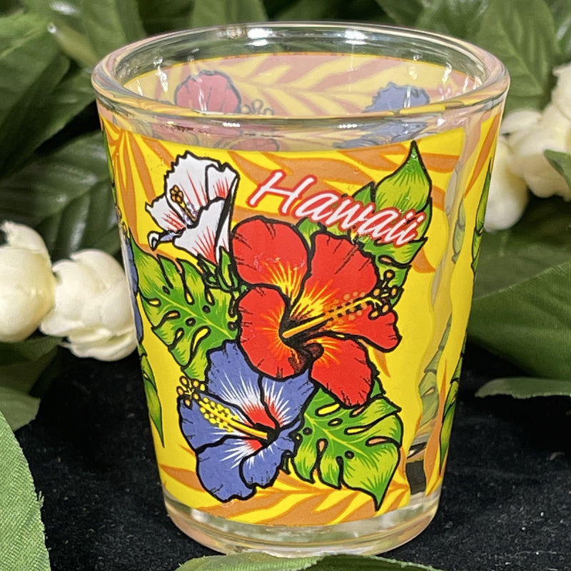 Shot Glass - Red, White, and Blue Hibiscus