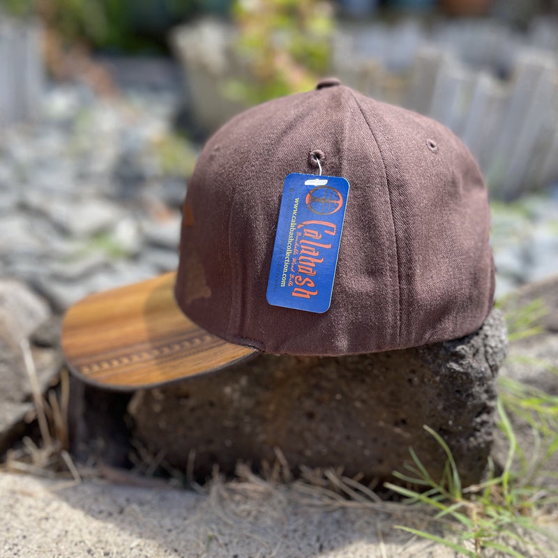 Koa Wood Bill Cap - Hawaiian Island Chain - Wave Tattoo Brim