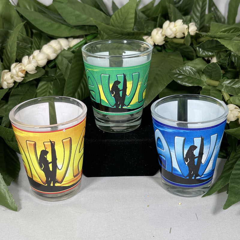 Shot Glass - Surfer Boy Hawaii Green, Yellow, Blue