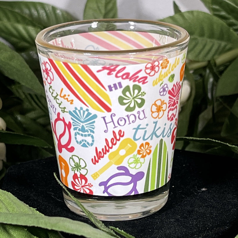 Shot Glass - White and Clear Hawaii