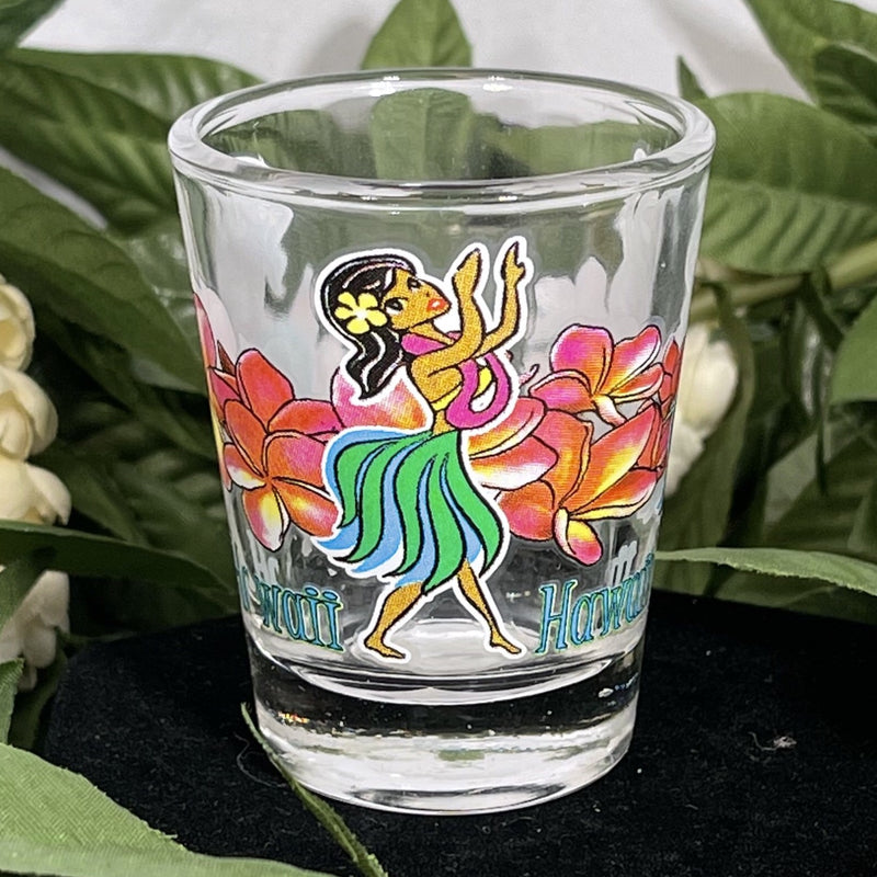 Shot Glass - Pink Plumeria Hula Dancer