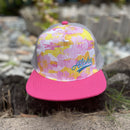 Hat-Grey Trucker - Pink Aloha Camo - Flat Brim