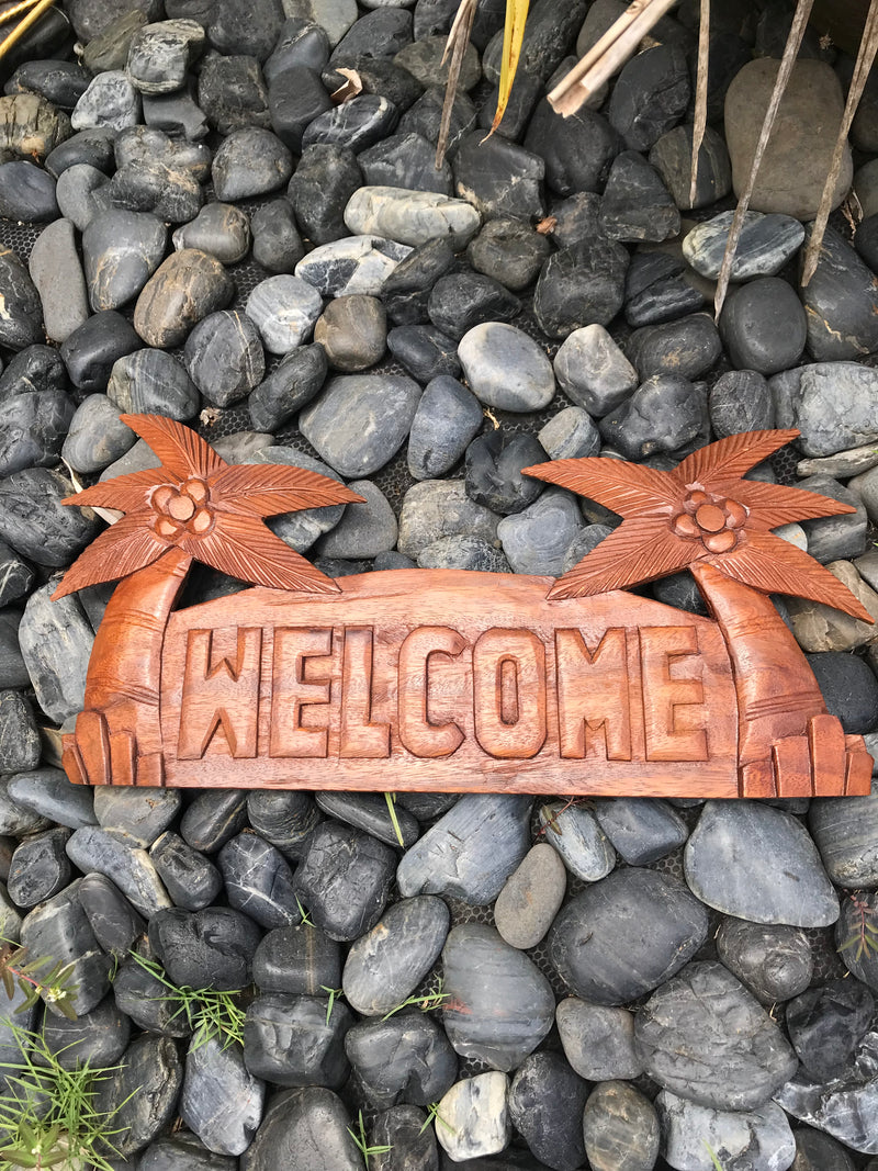Sign - Wood Welcome w/ Palm Trees