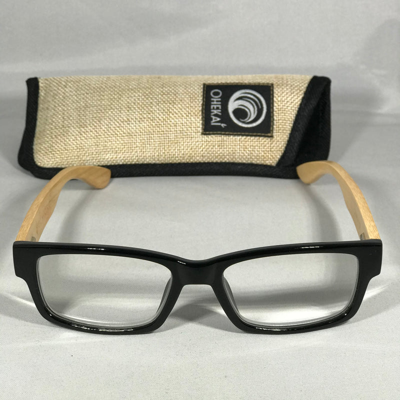 Bamboo Reading Glasses - Glossy Black Ohekai Bamboo Readers