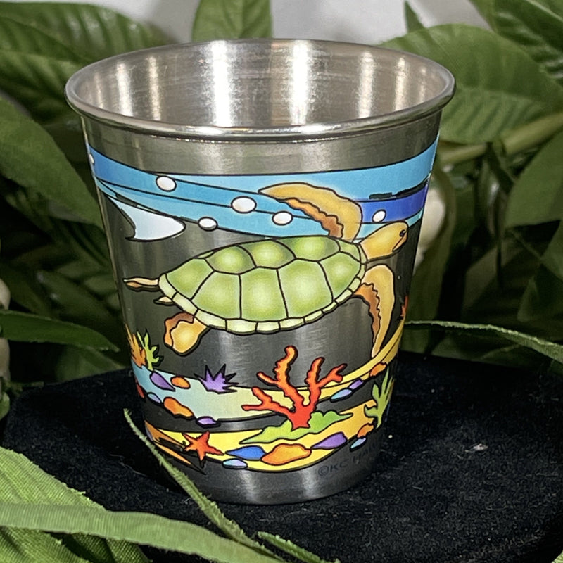 Stainless Steel Shot Glass - Hawaiian Turtles