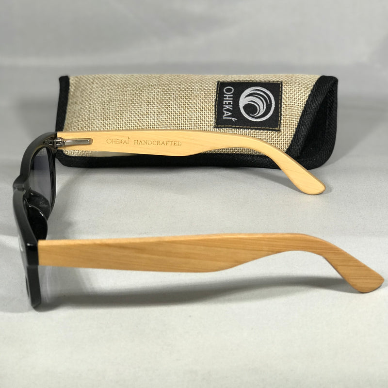 Bamboo Reading Glasses - Glossy Black Ohekai Bamboo Shaded Readers