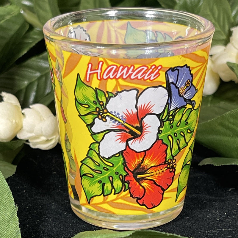 Shot Glass - Red, White, and Blue Hibiscus
