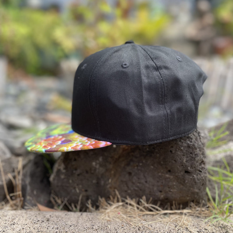 Hat - Coralwear - Black - Rainbow Montipora- Flat Brim