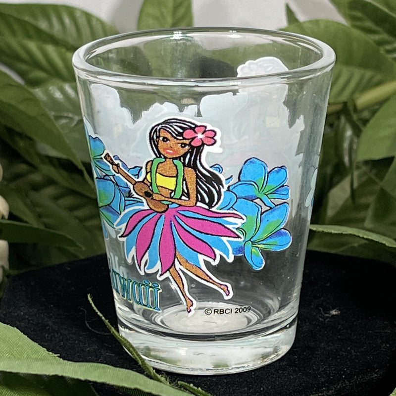 Shot Glass - Blue Plumeria Hula Dancer