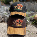 Koa Wood Black or Brown Kauai Island Hat w/ Tribal Waves Rim